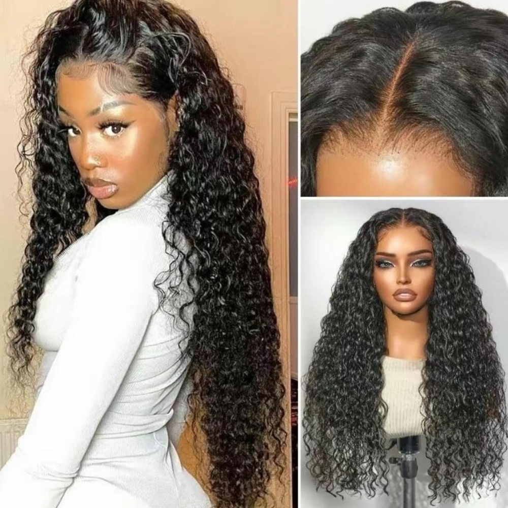 Natural Deep Wave Lace Front Wig - Black